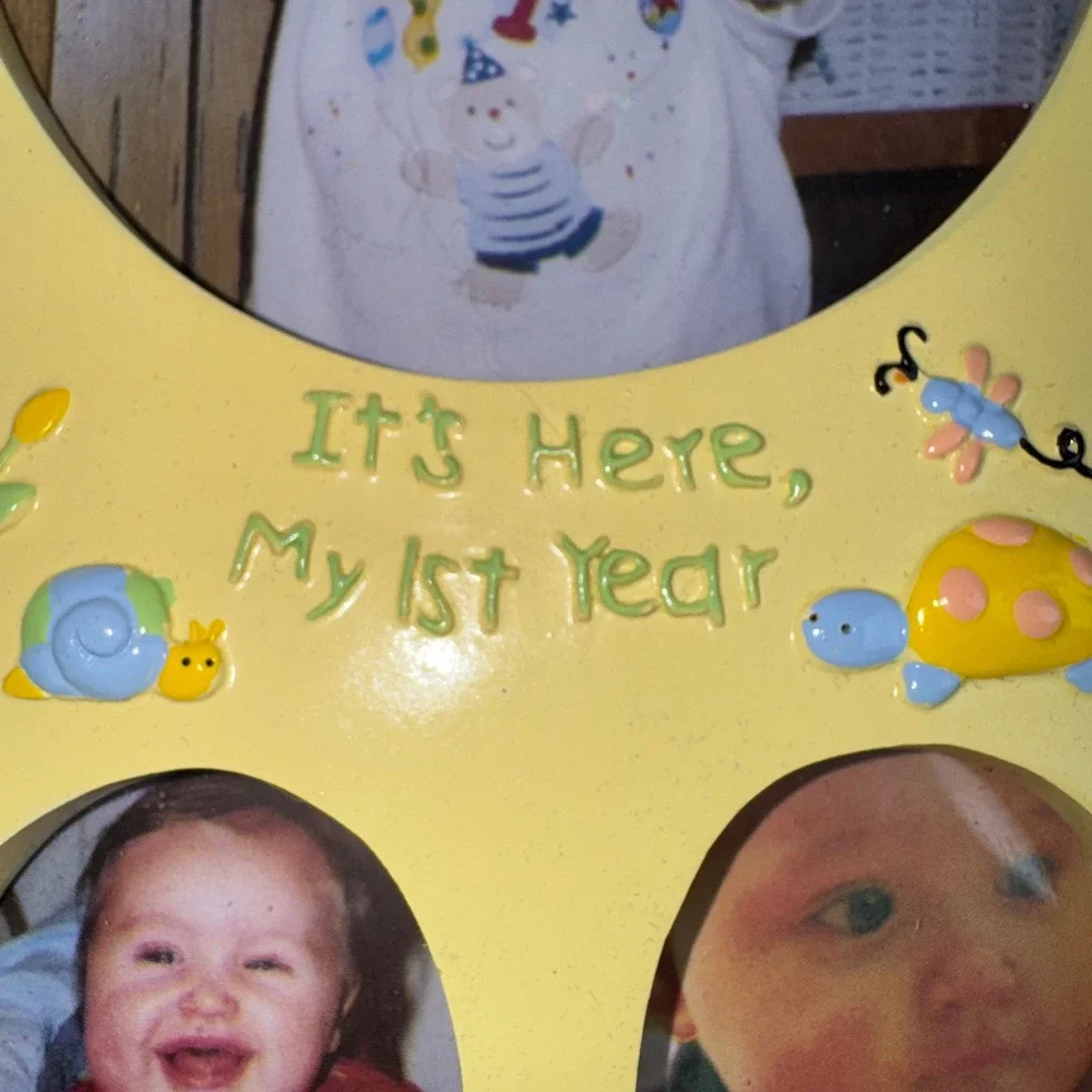 Baby First Year My 1st Year Photo Frame Oval Yellow Multi Opening 12 Month 12in